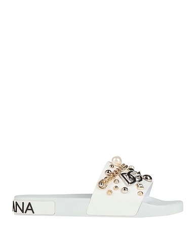 DOLCE&GABBANA Sandals White 85% Calfskin, 15% TPR - Thermoplastic rubber
