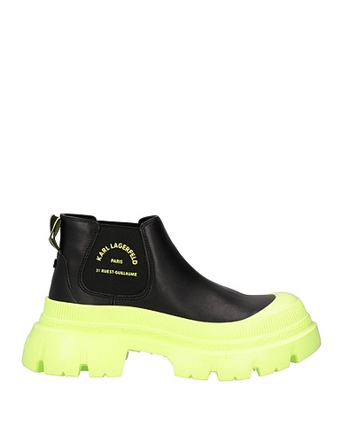 KARL LAGERFELD Ankle boot Black Leather, Textile fibres