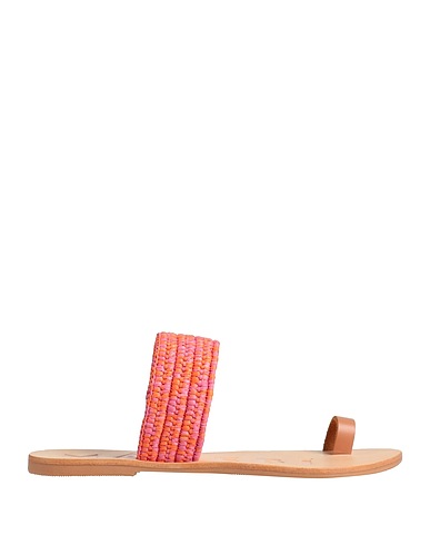 MANEBÍ Flip flops Pink Leather, Natural raffia