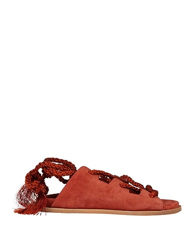FORTE_FORTE Sandals Brick red Leather, Textile fibres