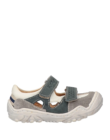 KICKERS Sandals Grey Leather, Textile fibres