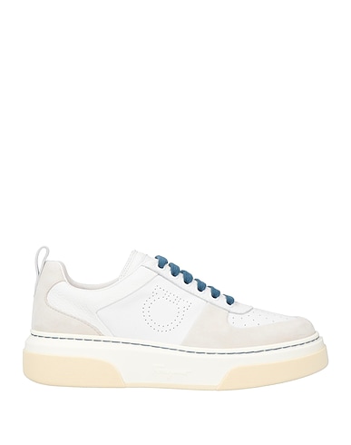 FERRAGAMO Sneakers Off white Leather, Textile fibres