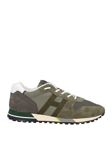 HOGAN Sneakers Military green Leather, Textile fibres