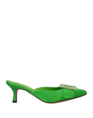GIULIA NERI Mules and clogs Green Textile fibres