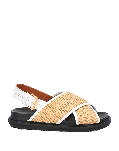MARNI Sandals White Leather, Textile fibres