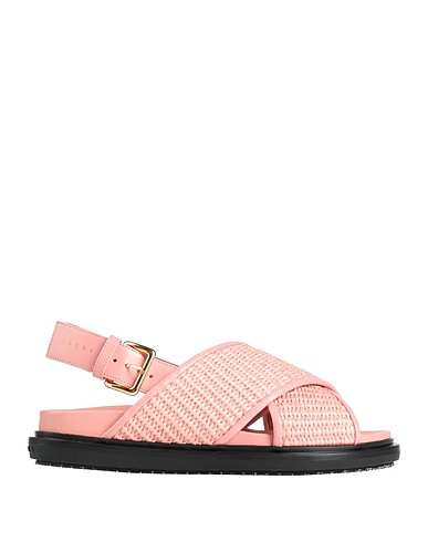MARNI Sandals Pink Leather, Textile fibres
