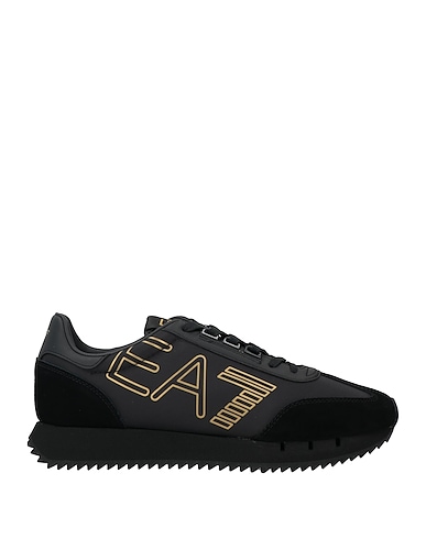 EA7 Sneakers Black Leather, Textile fibers
