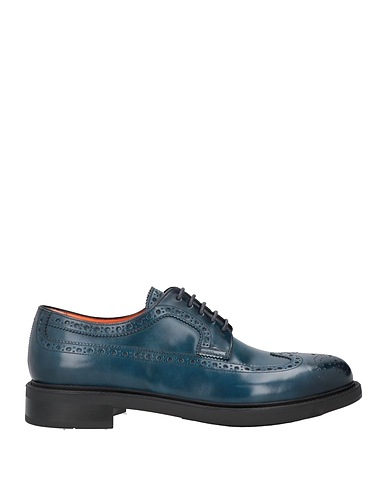 SANTONI Laced shoes Navy Leather