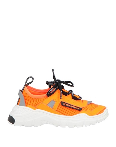 DOLCE&GABBANA Sneakers Orange 43% Viscose, 28% Cotton, 15% Calfskin, 14% Synthetic fibers