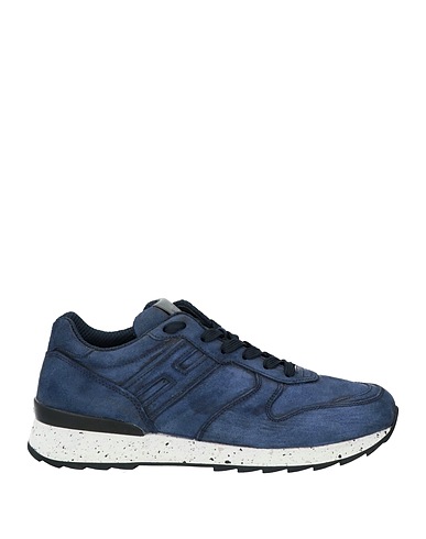 HOGAN Sneakers Navy blue Leather, Textile fibres