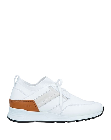 TOD'S Sneakers White Leather, Textile fibres