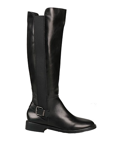 FRANCESCO MILANO Boots Black Leather, Textile fibers