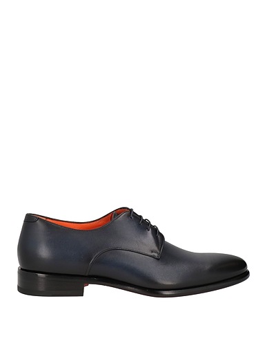SANTONI Laced shoes Midnight blue Leather