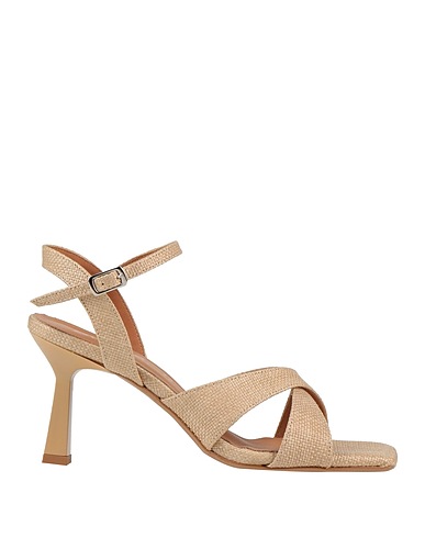 SUEDE. Sandals Beige Textile fibers