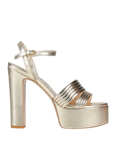 LE CINQUE FOGLIE Sandals Platinum Leather, Textile fibres