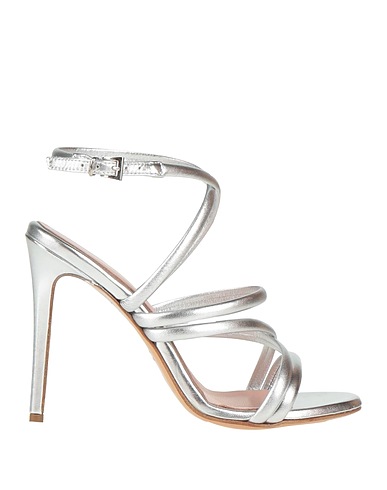 ANNA F. Sandals Silver Leather