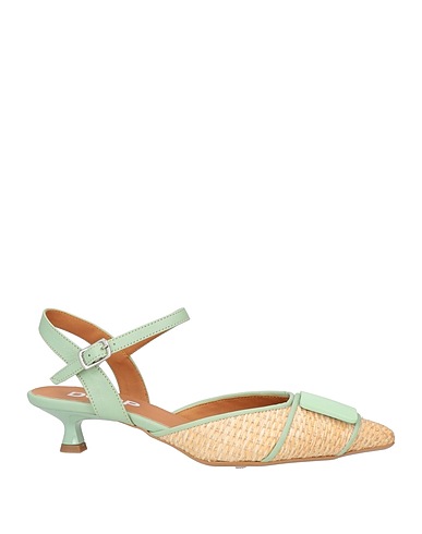 DOOP Décolleté Verde chiaro Rafia naturale, Pelle