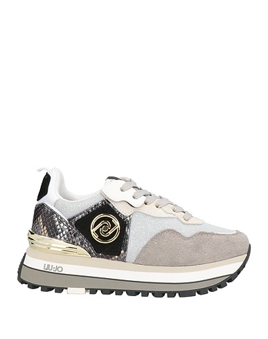 LIU •JO Sneakers Grey Leather, Textile fibers