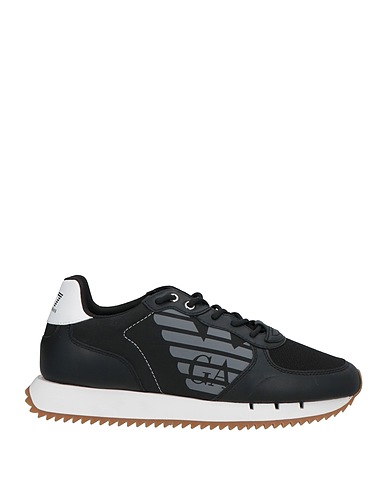 EA7 Sneakers Nero 100% Poliestere, Pelle di bovino, Spalmato poliuretano