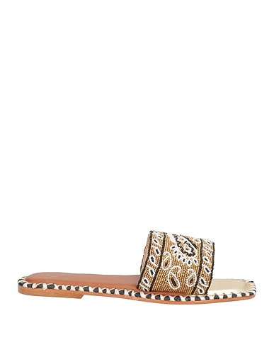 DE SIENA Sandals Gold Textile fibers, Leather