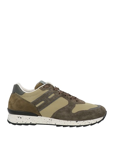 HOGAN Sneakers Military green Leather, Textile fibres
