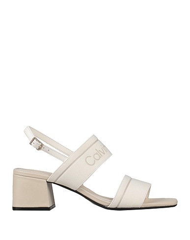 CALVIN KLEIN サンダル アイボリー ポリエステル 70% / ポリウレタン 30% / 革（なめし加工）