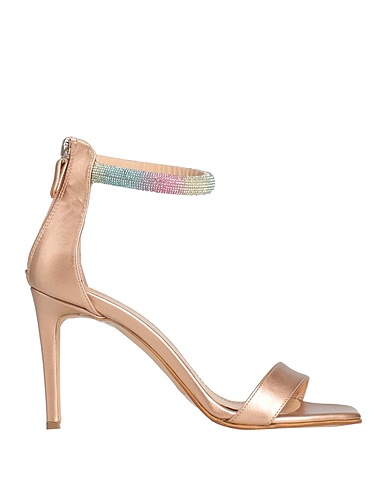 TSAKIRIS MALLAS Sandals Rose gold Textile fibres
