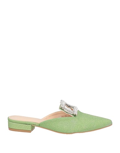TWENTY FOUR HAITCH Mules and clogs Green Textile fibres