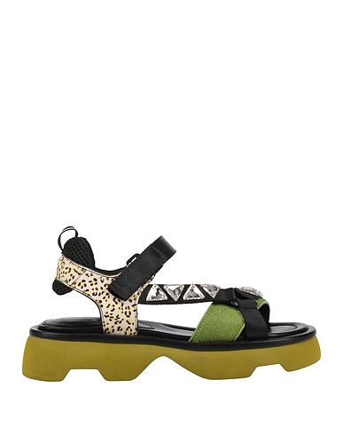JEANNOT Sandals Military green Leather