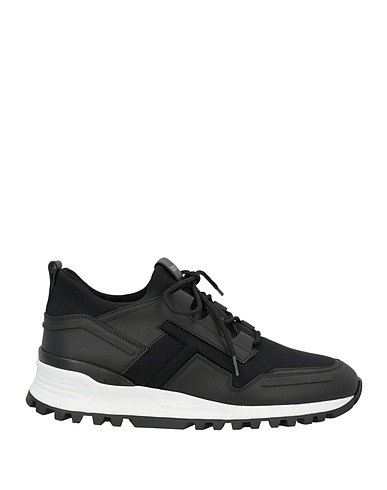TOD'S Sneakers Black Leather, Textile fibers