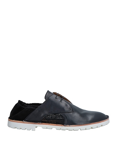 PREMIATA Laced shoes Black Leather, Textile fibres
