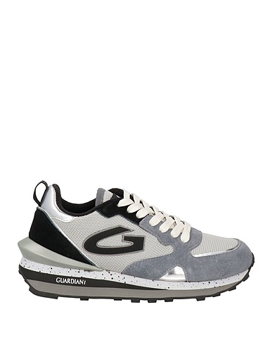 ALBERTO GUARDIANI Sneakers Grey Leather, Textile fibers