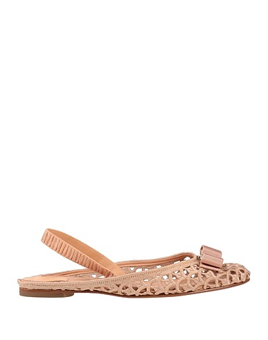 FERRAGAMO Ballet flats Blush Leather, Textile fibers