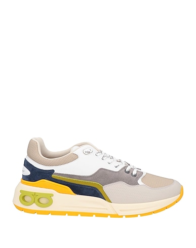 FERRAGAMO Sneakers Grey Leather, Textile fibers