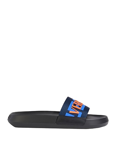 VERSACE Sandali Blu notte Pelle, Fibre tessili