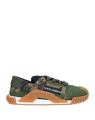 DOLCE&GABBANA Sneakers Military green 67% Cotton, 20% Calfskin, 8% Elastane, 5% Polyamide