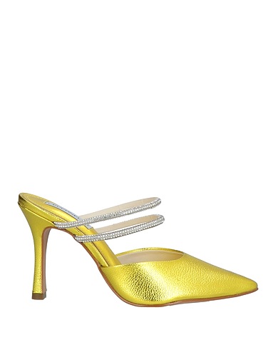 CECCONELLO Mules and clogs Yellow Textile fibres