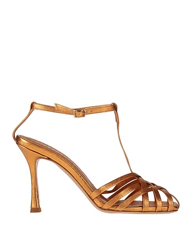 GIANMARCO F. Sandals Gold Leather