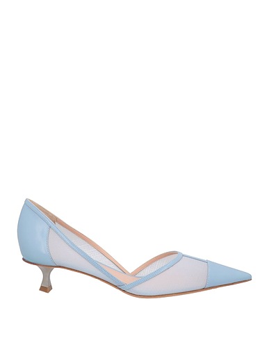 GIORGIO ARMANI Court Sky blue Leather, Textile fibres