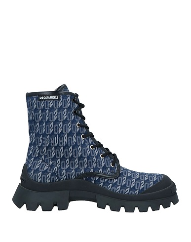 DSQUARED2 Ankle boot Blue Calfskin, Textile fibers