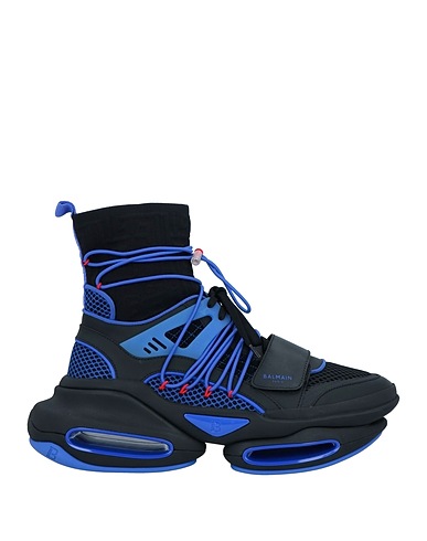 BALMAIN Sneakers Blau Rindsleder, Nylon, Elastan, Thermoplastisches Polyurethan