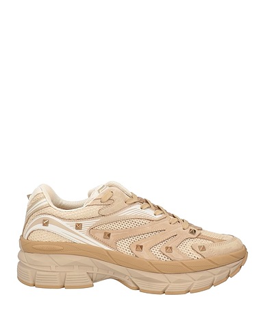VALENTINO GARAVANI Sneakers Beige Leather, Textile fibres