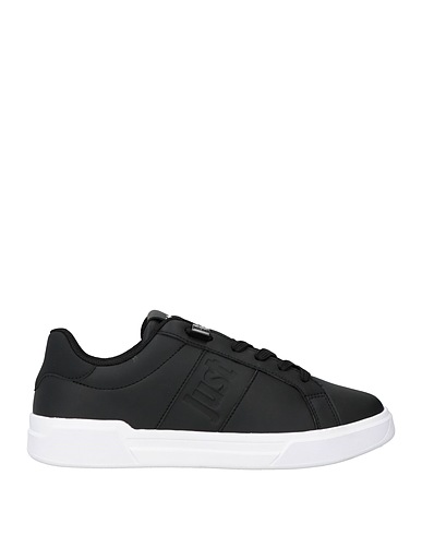 JUST CAVALLI Sneakers Black Leather, Textile fibers