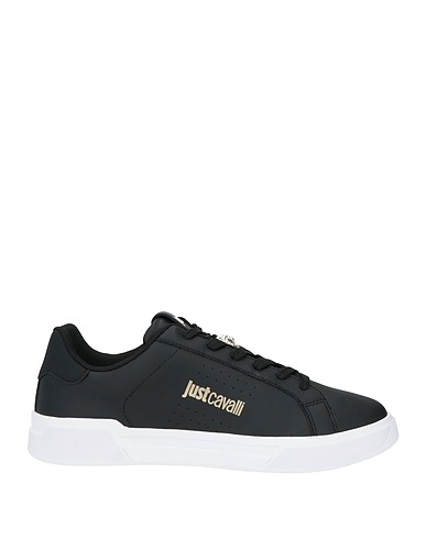 JUST CAVALLI Sneakers Black Leather, Textile fibers