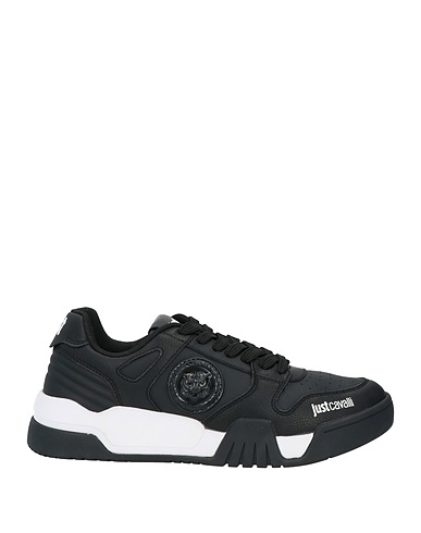 JUST CAVALLI Sneakers Black Leather, Textile fibres