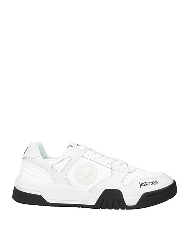 JUST CAVALLI Sneakers White Leather, Textile fibres