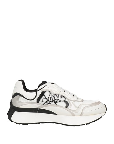 MCQUEEN Sneakers White Leather, Textile fibres