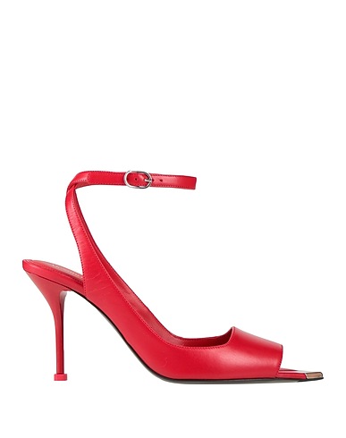 MCQUEEN Sandalen Rot Leder, Metall