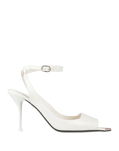 MCQUEEN Sandals White Leather, Metal