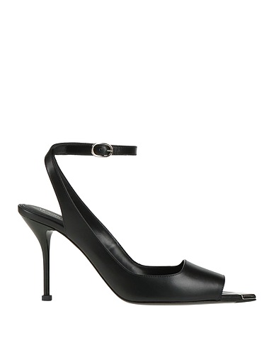 MCQUEEN Sandals Black Leather, Metal